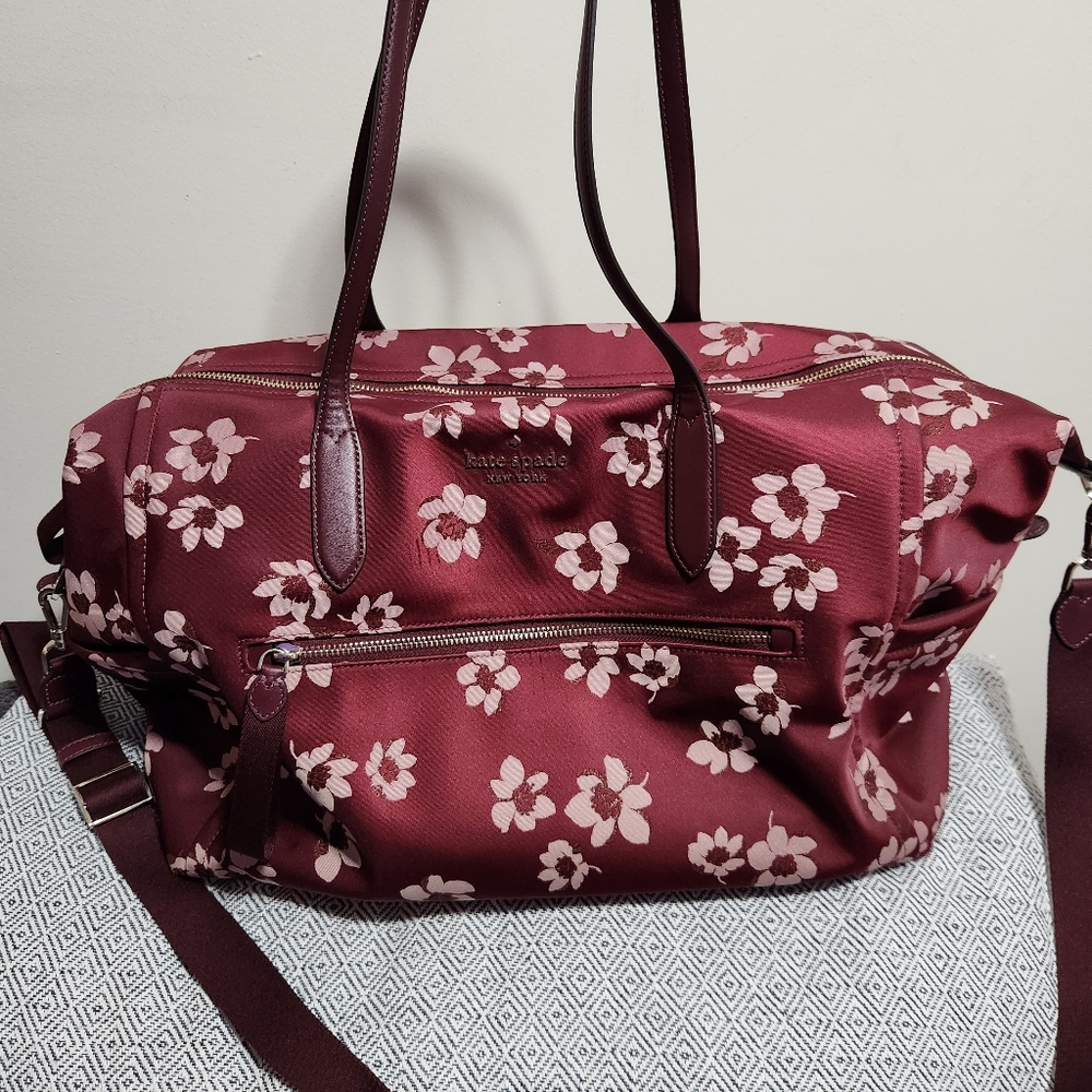 Kate Spade Red and White Floral Backpack/Weekender - Picture 2 of 9